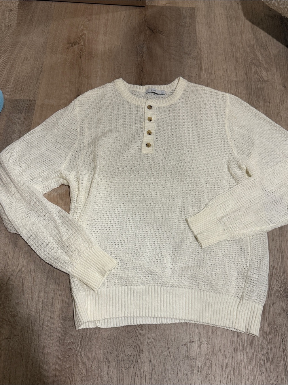 Onia Cream Crewneck Henley Sweater